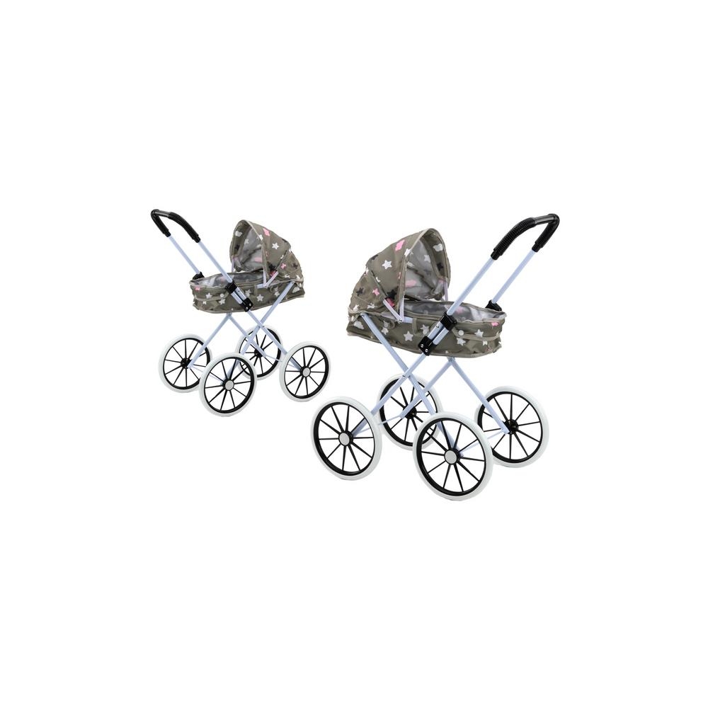 Sulankstomas didelių ratų vežimėlis lėlėms Stars Cloud Grey 60 cm