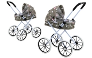 Sulankstomas didelių ratų vežimėlis lėlėms Stars Cloud Grey 60 cm