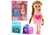 Mini lėlė su priedais Kitty vežimėlis Rožinis lėlių rinkinys