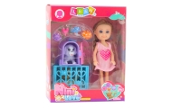 Mini Doll With Accessories Kitty Stroller Pink Doll Set
