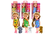 Set Mini Doll in Dress with Dog 14.5cm Mix