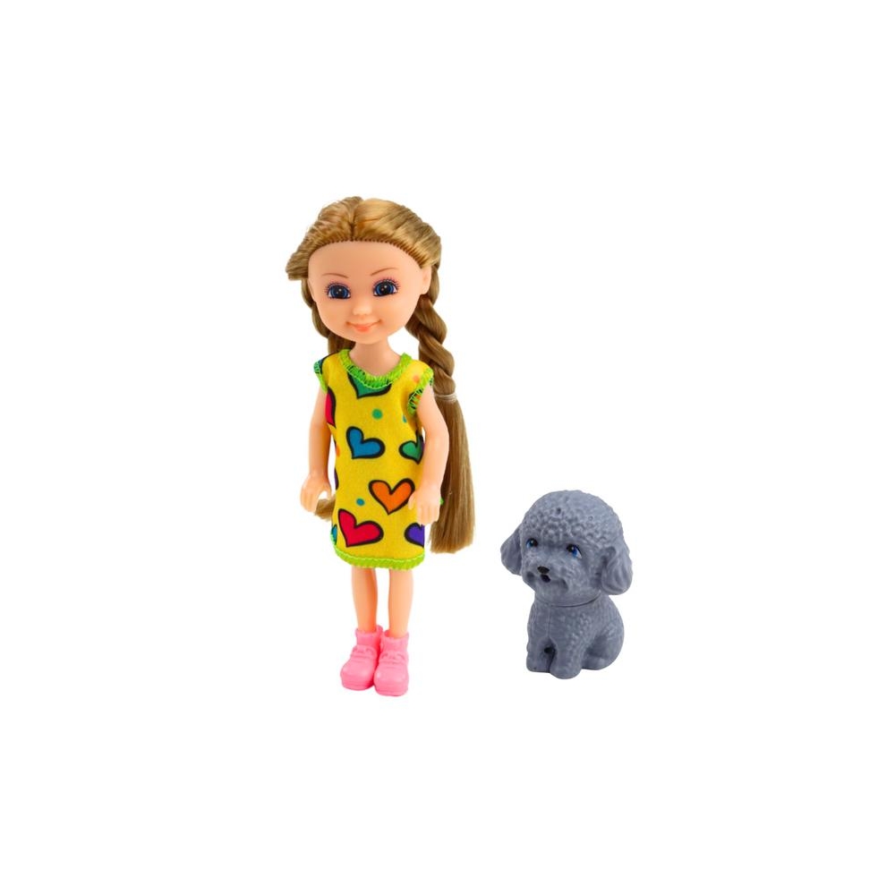 Mini lėlių rinkinys su suknele ir šunimi 14,5 cm Mišinys
