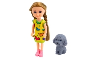 Mini lėlių rinkinys su suknele ir šunimi 14,5 cm Mišinys