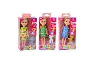 Mini lėlių rinkinys su suknele ir šunimi 14,5 cm Mišinys
