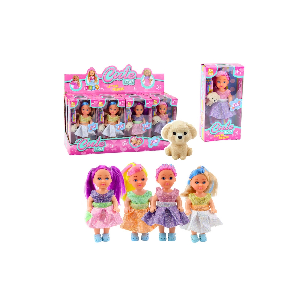 Zestaw Mini Laleczka W Sukience Piesek Lalka Pupil Mix 12cm