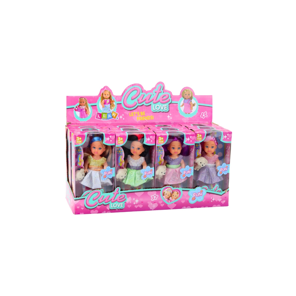 Zestaw Mini Laleczka W Sukience Piesek Lalka Pupil Mix 12cm