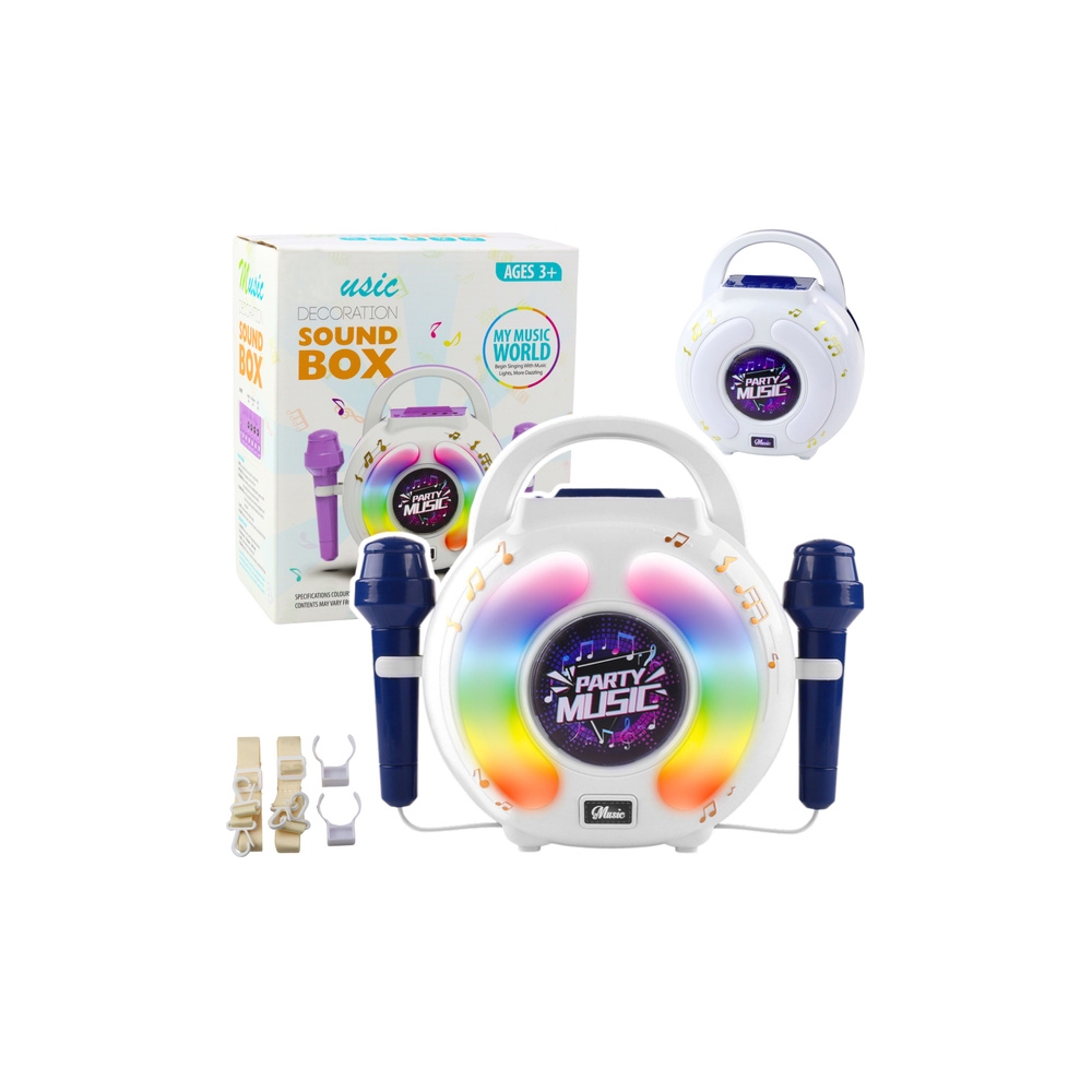Zestaw Karaoke Dwa Mikrofony Głośnik Bluetooth MP3 Nagrywanie LED