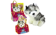 Husky Dog In A Bag Plush Mascot Cuddly Toy White Gray