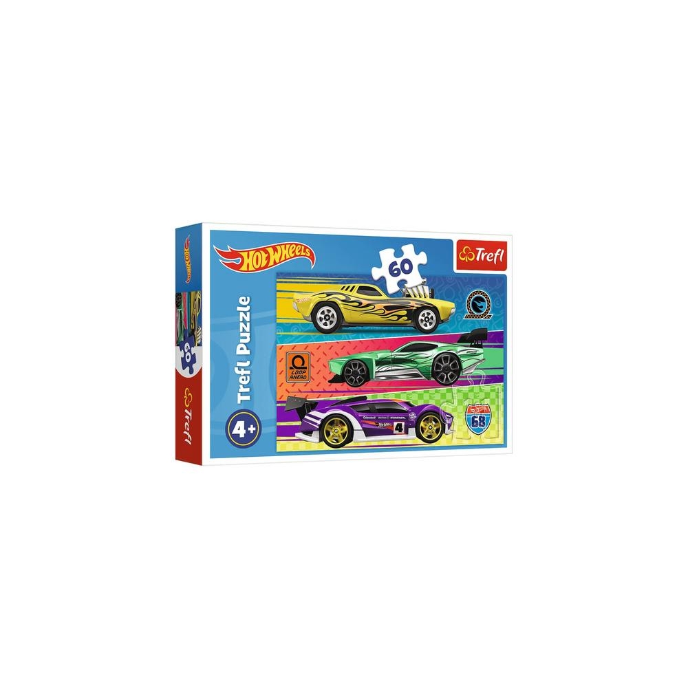 Dėlionė – 60 dalių – „Hot Wheels“ – Lenktynės – „Trefl“ 17389-Žaislai, Dėlionės, Dėlionės iki 500 detalių-e-vaikas