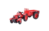 Metal Farm Tractor With Trailer Red 1:18