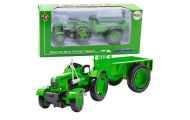 Metal Farm Tractor With Trailer Green 1:18