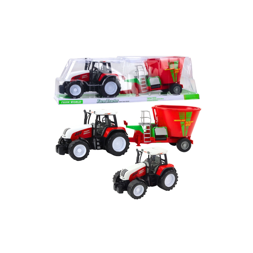 Ūkininko traktorius su priekaba Pašarų maišyklė 60 cm, raudonas-Žaislai, Auto ir transporto žaislai, Traktoriai-e-vaikas