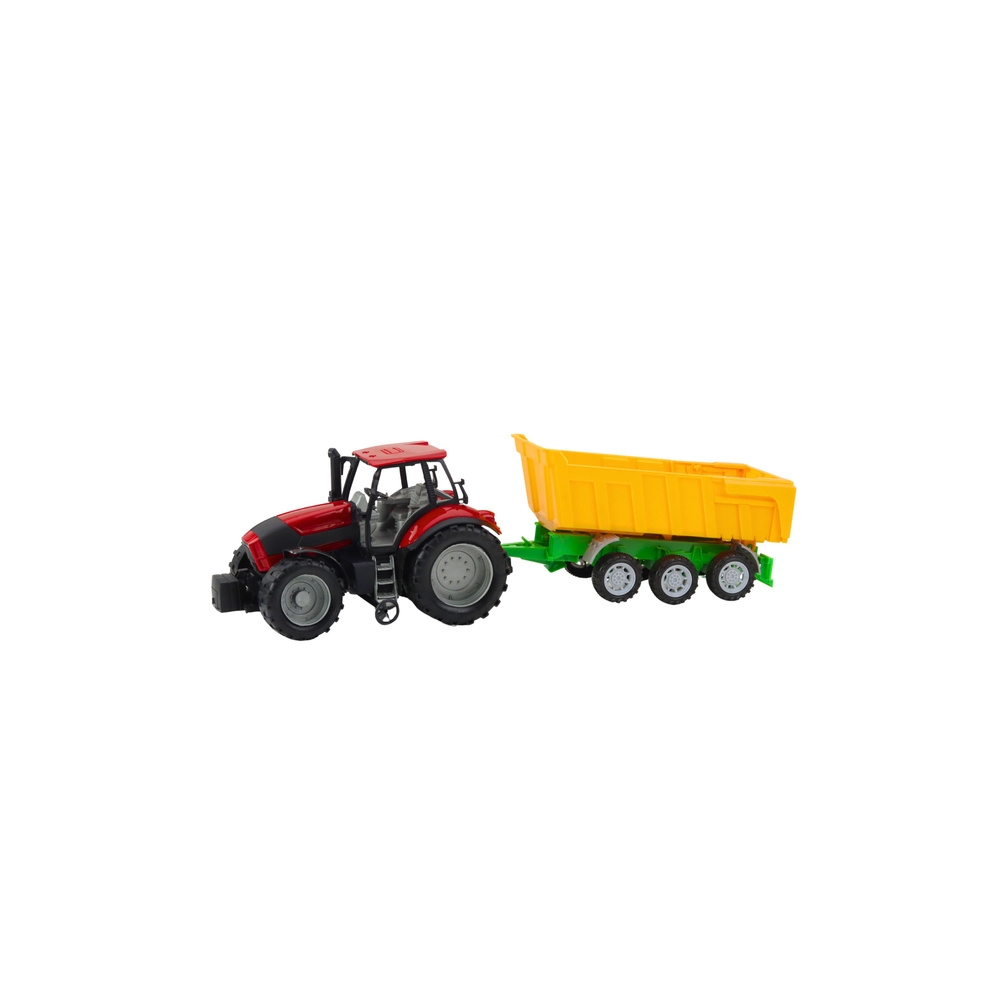 Žemės ūkio traktorius su geltona priekaba 46cm, raudonas-Žaislai, Auto ir transporto žaislai, Traktoriai-e-vaikas
