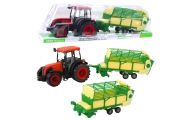 Traktor Rolniczy Farmerski Z Zielono-Żółtą Przyczepą Czerwony 50cm