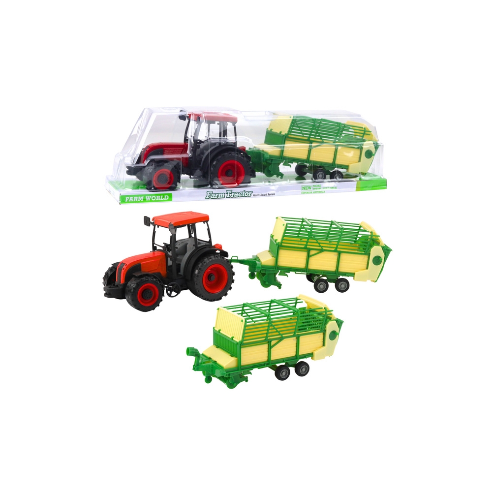 Žemės ūkio traktorius su žalia ir geltona priekaba 50cm, raudonas-Žaislai, Auto ir transporto žaislai, Traktoriai-e-vaikas
