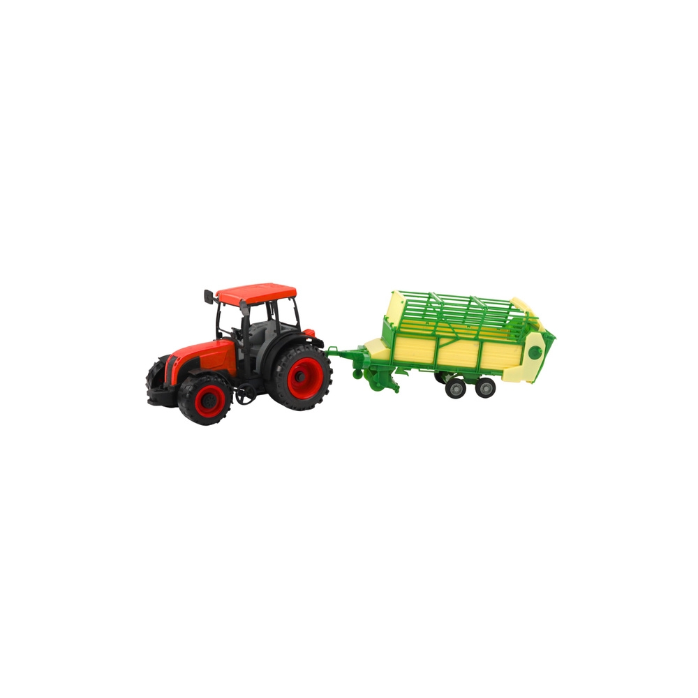 Žemės ūkio traktorius su žalia ir geltona priekaba 50cm, raudonas-Žaislai, Auto ir transporto žaislai, Traktoriai-e-vaikas