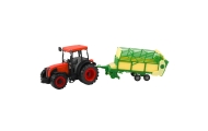 Traktor Rolniczy Farmerski Z Zielono-Żółtą Przyczepą Czerwony 50cm