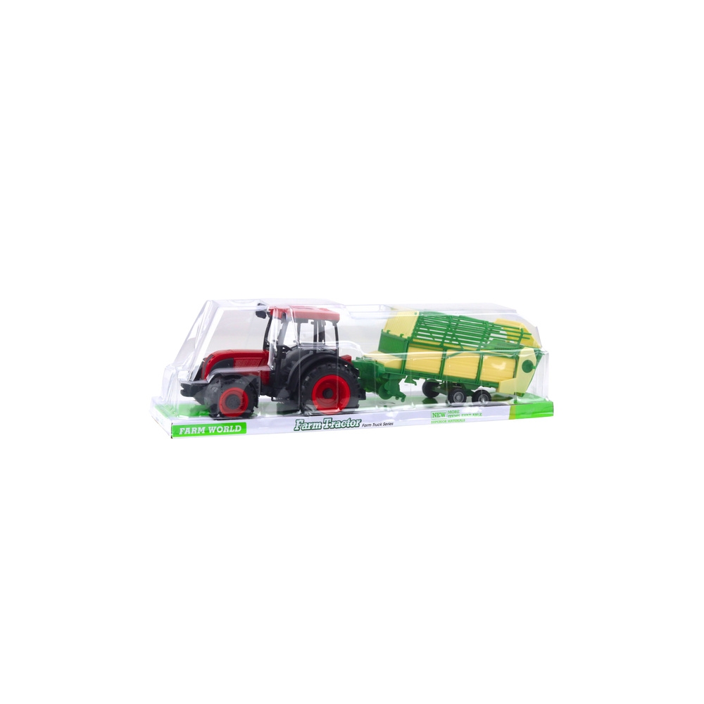 Žemės ūkio traktorius su žalia ir geltona priekaba 50cm, raudonas-Žaislai, Auto ir transporto žaislai, Traktoriai-e-vaikas