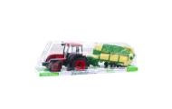 Traktor Rolniczy Farmerski Z Zielono-Żółtą Przyczepą Czerwony 50cm