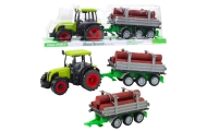 Traktor Rolniczy Farmerski Z Przyczepą Do Drewna Kłody Zielony 47cm