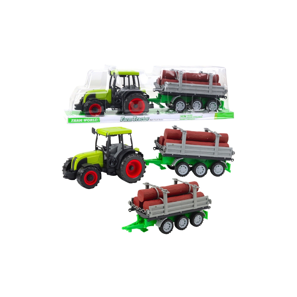 Žemės ūkio traktorius su rąstų priekaba žalias 47cm-Žaislai, Auto ir transporto žaislai, Traktoriai-e-vaikas