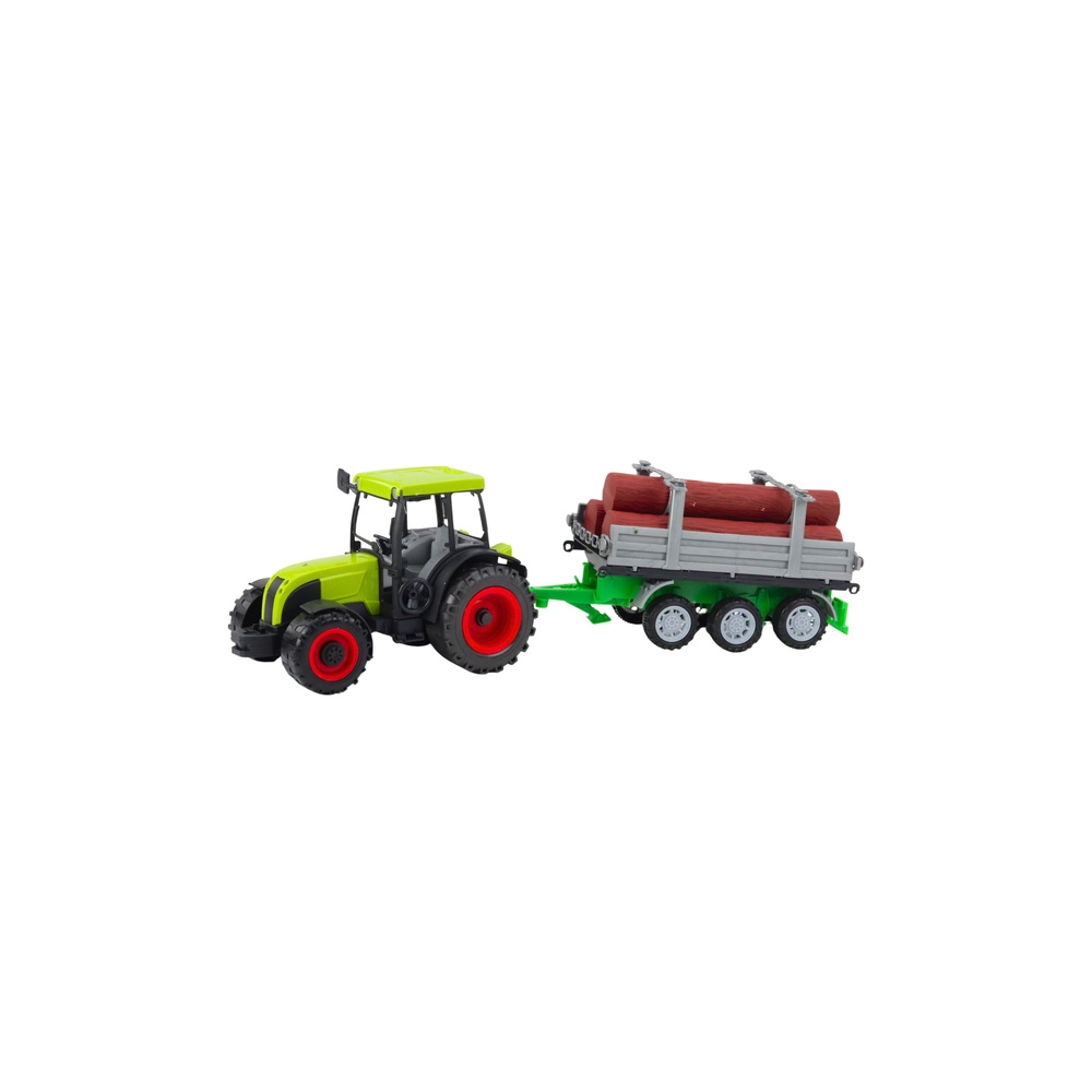 Žemės ūkio traktorius su rąstų priekaba žalias 47cm-Žaislai, Auto ir transporto žaislai, Traktoriai-e-vaikas
