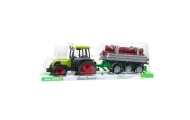 Traktor Rolniczy Farmerski Z Przyczepą Do Drewna Kłody Zielony 47cm