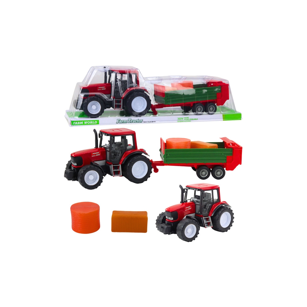 Žemės ūkio traktorius su žalia priekaba ir šieno rulonais 62cm-Žaislai, Auto ir transporto žaislai, Traktoriai-e-vaikas