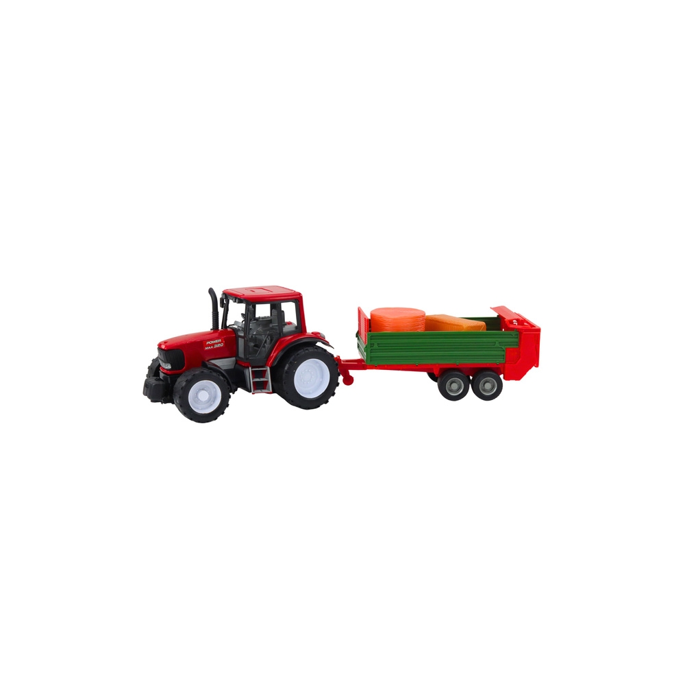 Žemės ūkio traktorius su žalia priekaba ir šieno rulonais 62cm-Žaislai, Auto ir transporto žaislai, Traktoriai-e-vaikas
