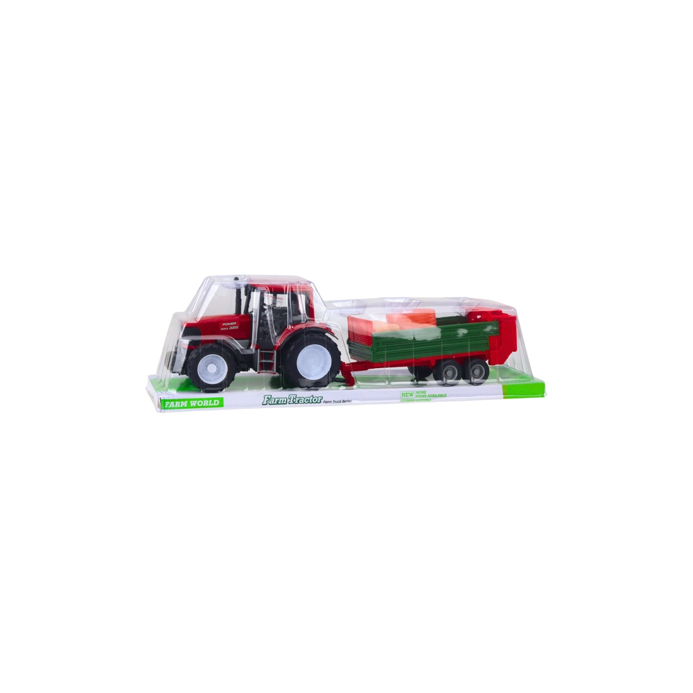 Žemės ūkio traktorius su žalia priekaba ir šieno rulonais 62cm-Žaislai, Auto ir transporto žaislai, Traktoriai-e-vaikas