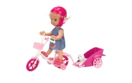 Mini Doll Bike Trailer Helmet White Dog Set