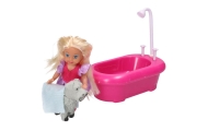 Mini Doll Set with Bathtub and White Dog Pink