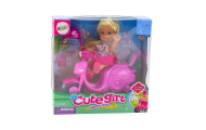 Mini Doll Set Doll Scooter Helmet Pink