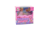 Mini Doll in Pajamas Set Pink Bed