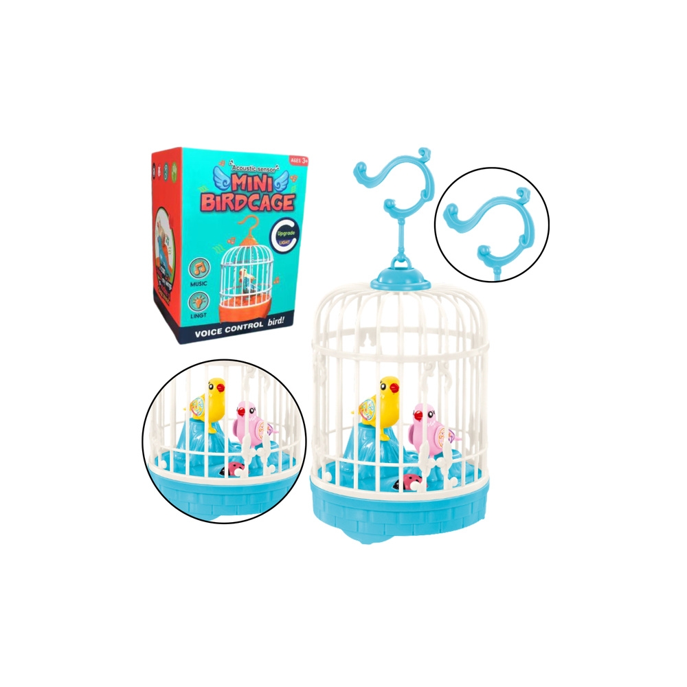 Battery Operated Bird Cage Lights Sounds Blue
