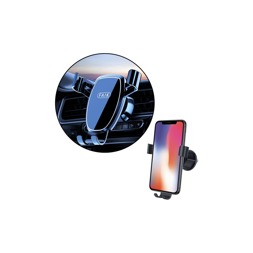 Gravitacijos automobilio telefono laikiklis ventiliacijos grotelėms juodas