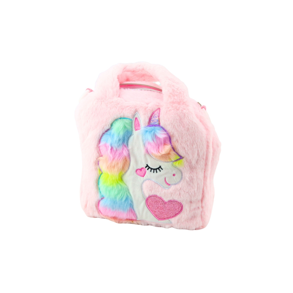 Pliušinė spalvinga vienaragio rankinė 24x9cm, rožinė-Drabužiai ir aksesuarai, Aksesuarai, Rankinės, kuprinės, lagaminai-e-vaikas