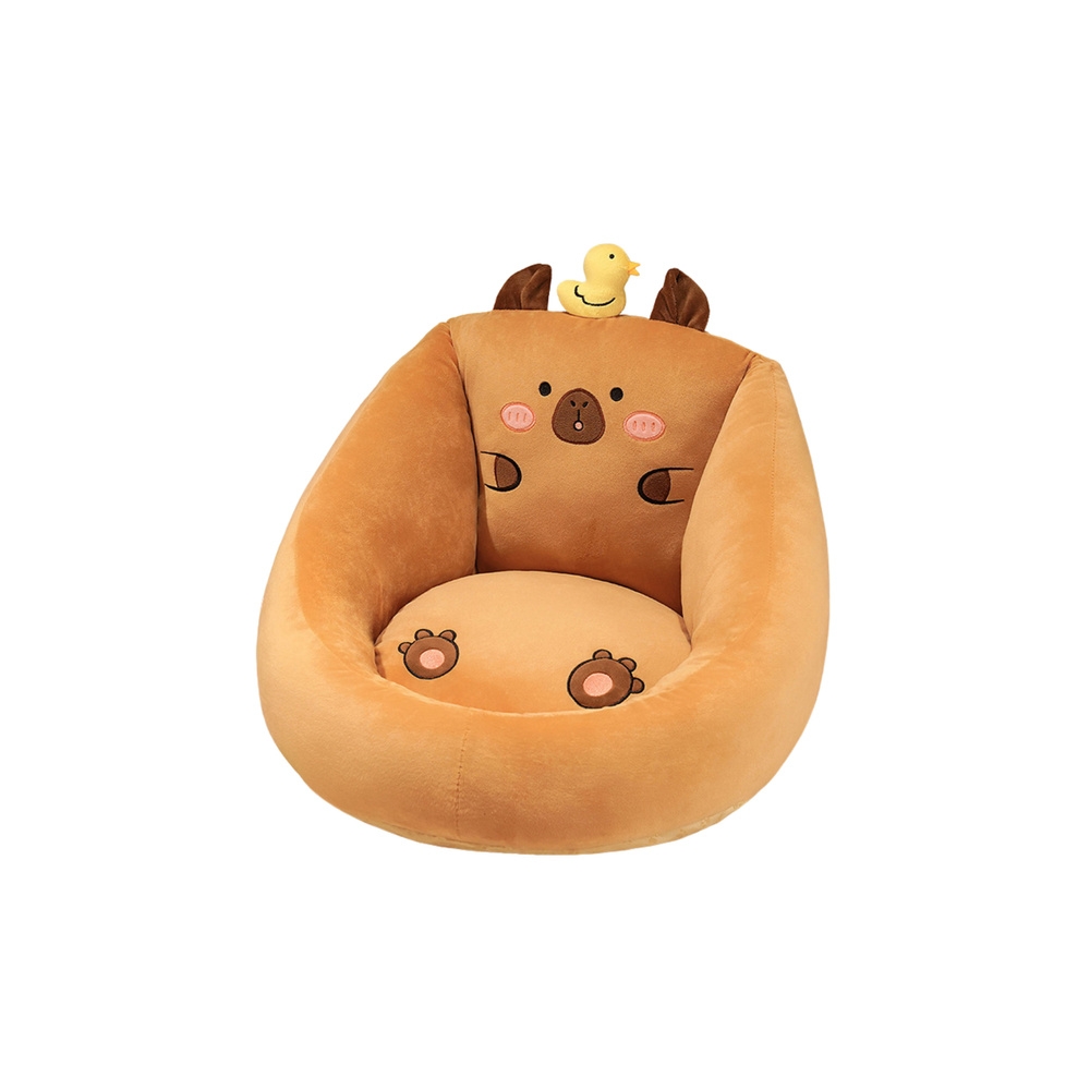 Pliušinis fotelis vaikams Capybara su ančiuku Ruda 50x45cm-Vaiko kambariui, Sėdmaišiai, Staliukai ir kėdės-e-vaikas