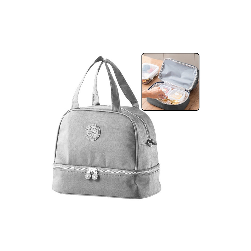 Thermal Insulating Breakfast Bag with Adjustable Belt Silver 27cm