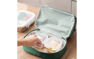 Thermal Insulating Breakfast Bag with Adjustable Strap Green 27cm