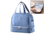 Thermal Insulating Breakfast Bag with Adjustable Strap Blue 27cm