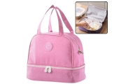 Thermal Insulating Breakfast Bag with Adjustable Strap Pink 27cm