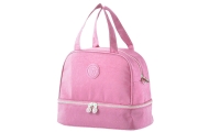 Thermal Insulating Breakfast Bag with Adjustable Strap Pink 27cm