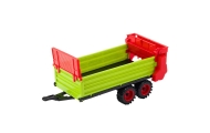 Tractor with trailer, friction drive, opening hood, doors, green