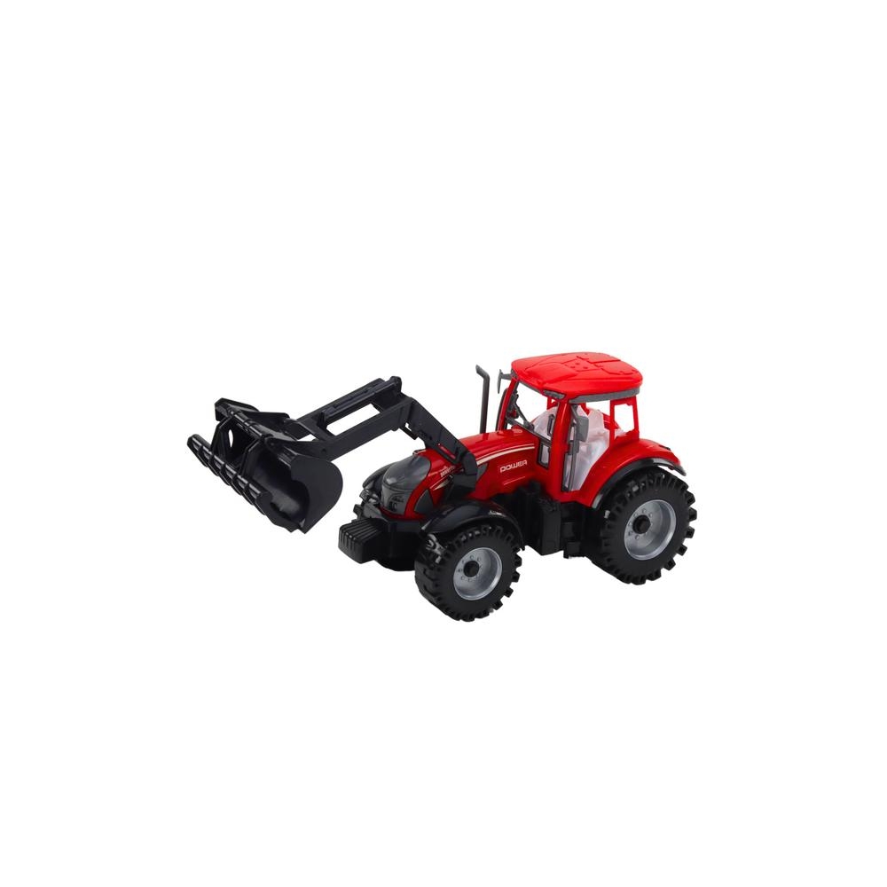 Set of Tractor with Loader and Agricultural Baler Red