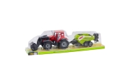 Set of Tractor with Loader and Agricultural Baler Red