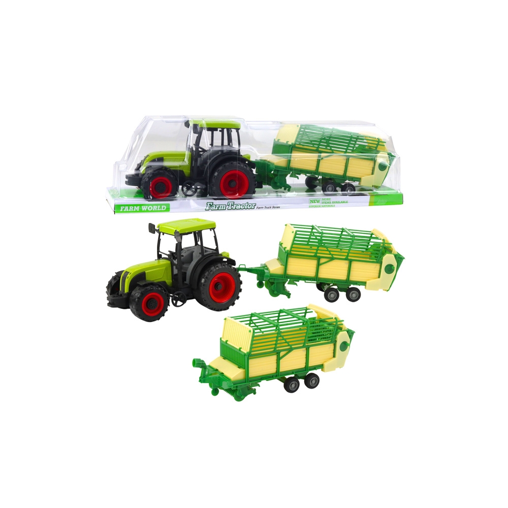 Žemės ūkio traktorius su žalia ir geltona priekaba Žalias 50cm-Žaislai, Auto ir transporto žaislai, Traktoriai-e-vaikas