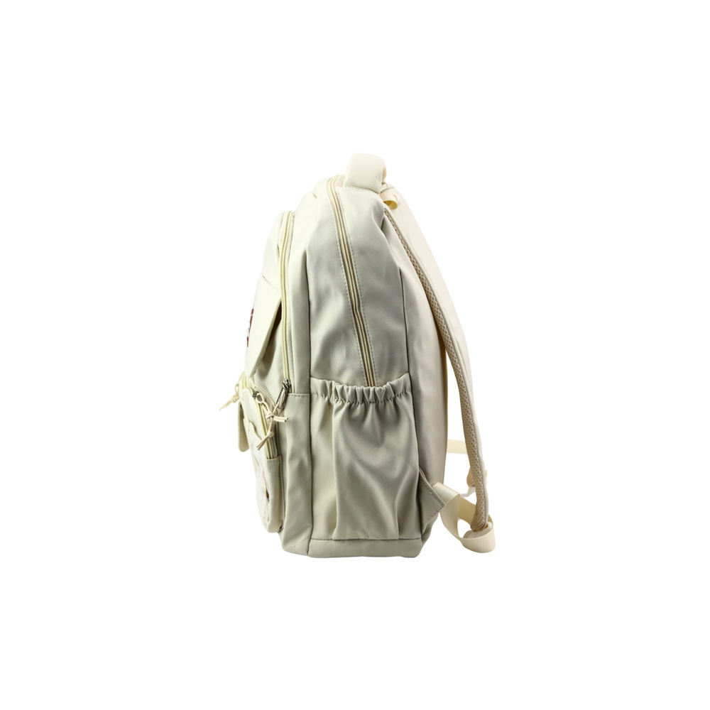 Urban School Backpack Capybara Keychain Badges Beige Cream 25L 42cm