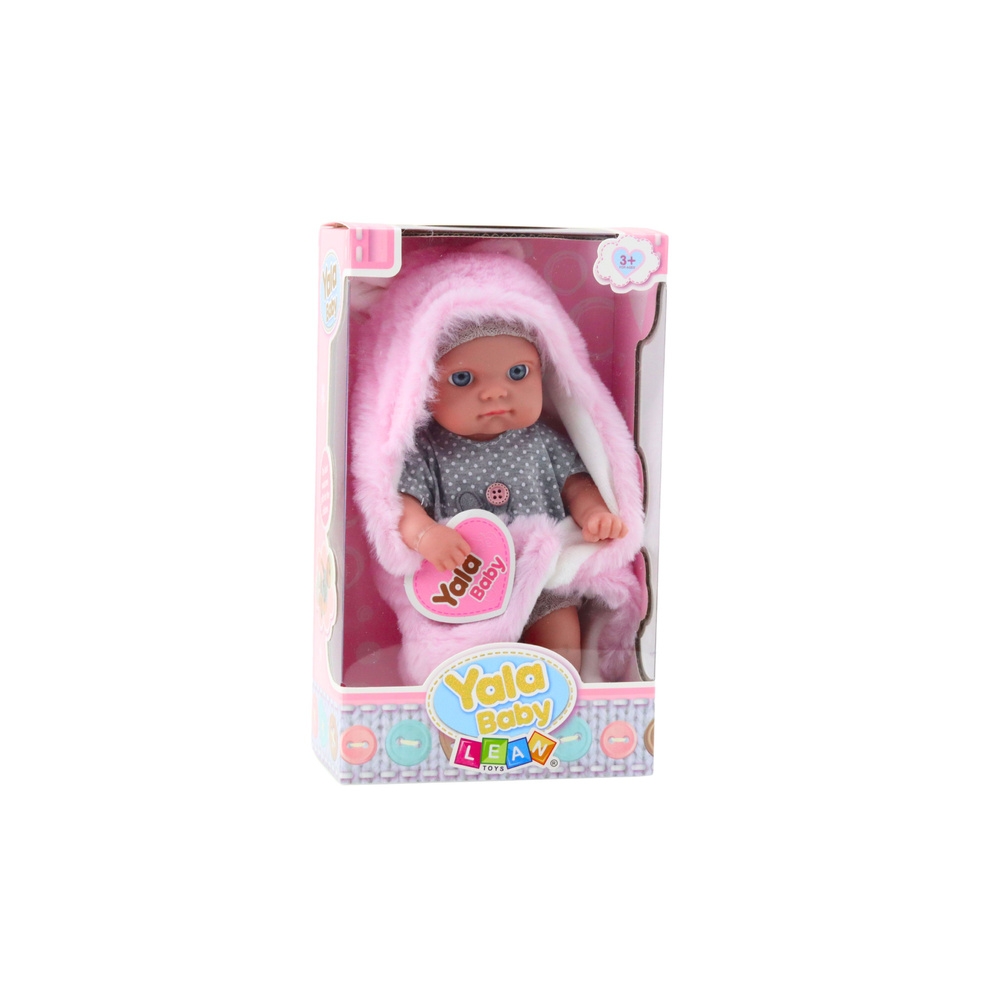 Lalka Bobas W Szarej Piżamce Z Kocykiem Króliczkiem Różowy 23cm