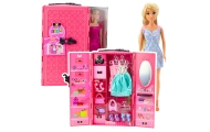 Lėlė su spinta, drabužiais ir aksesuarais Dress-Up Dress-Up rožinė